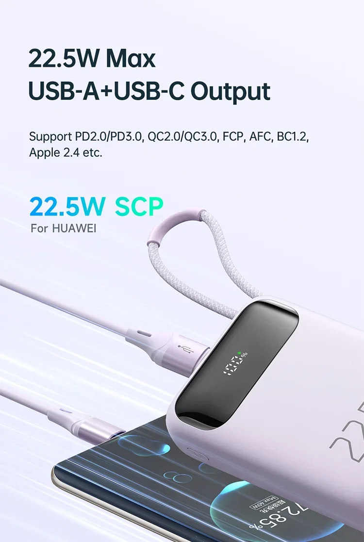 Mcdodo MC-325 10000mAh 22.5W PD Power Bank with Built-In iP Cable - Black - Thumbnail 13