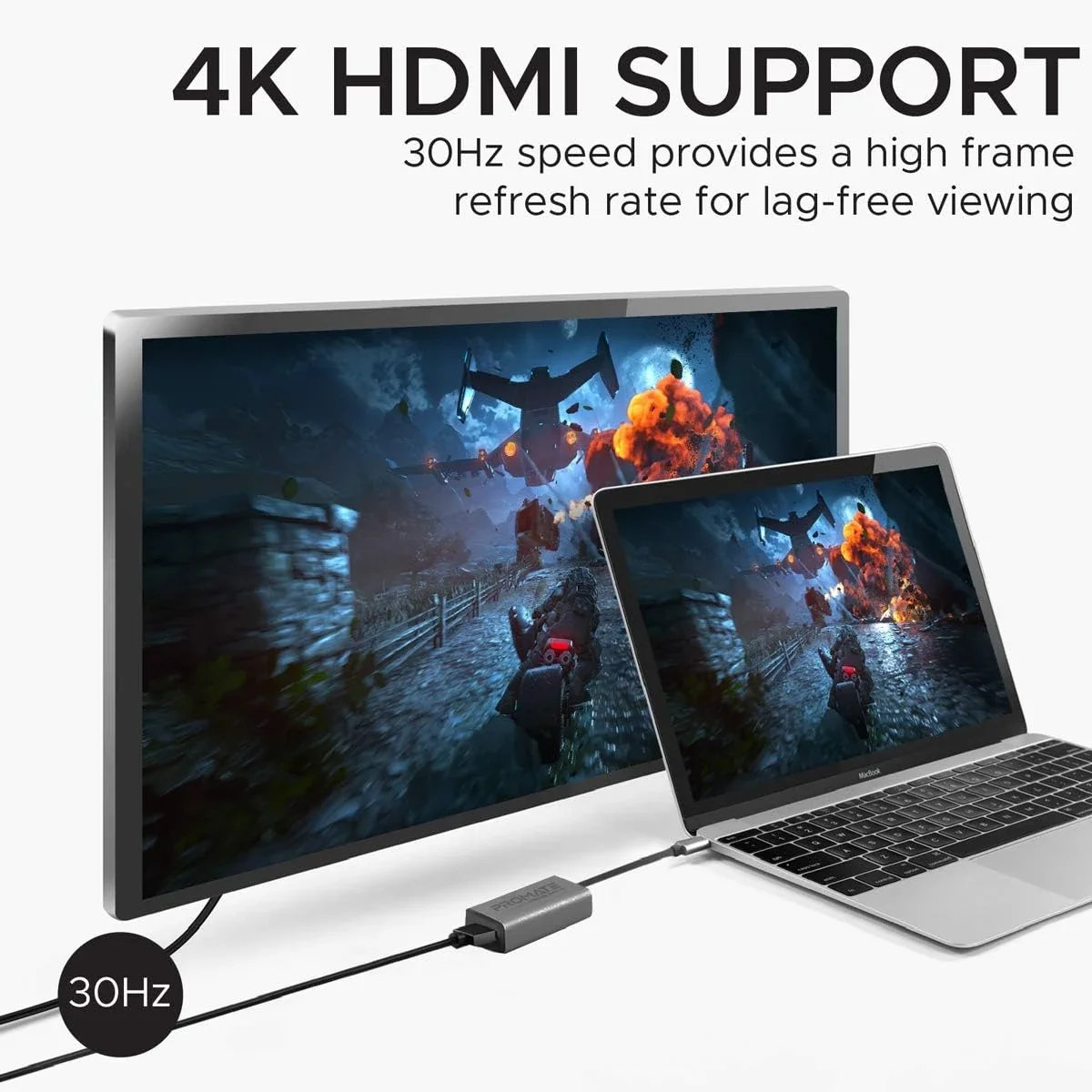 Promate MediaLink-H1 USB-C to HDMI Adapter 4K 30Hz with Audio Output - Grey - Image 5