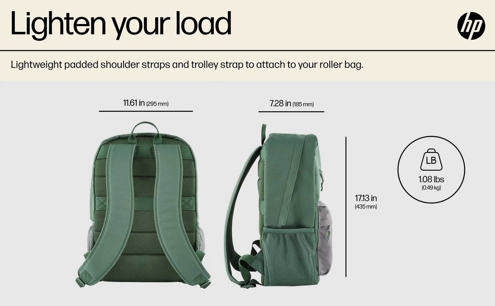 HP Campus Backpack for 15.6 Inch Laptop 17L Water Resistant - Green - Image 7