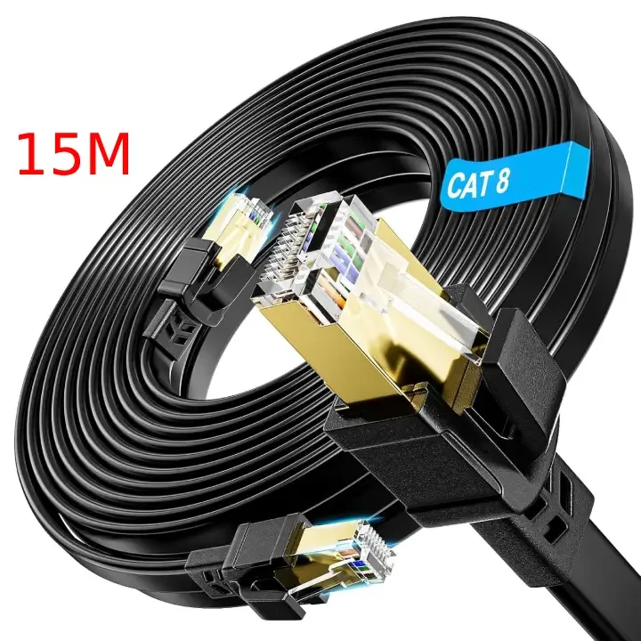 كيبل شبكة Patchtek CAT 8 مسطح 15 متر – 40Gbps، 2000MHz، SFTP