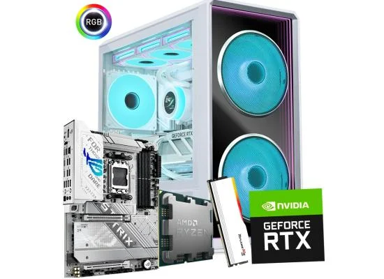 كمبيوتر ألعاب AMD Ryzen 9 9950X3D2 أبيض فائق الأداء مع RTX 5080 16GB وذاكرة DDR5 32GB - Image 2