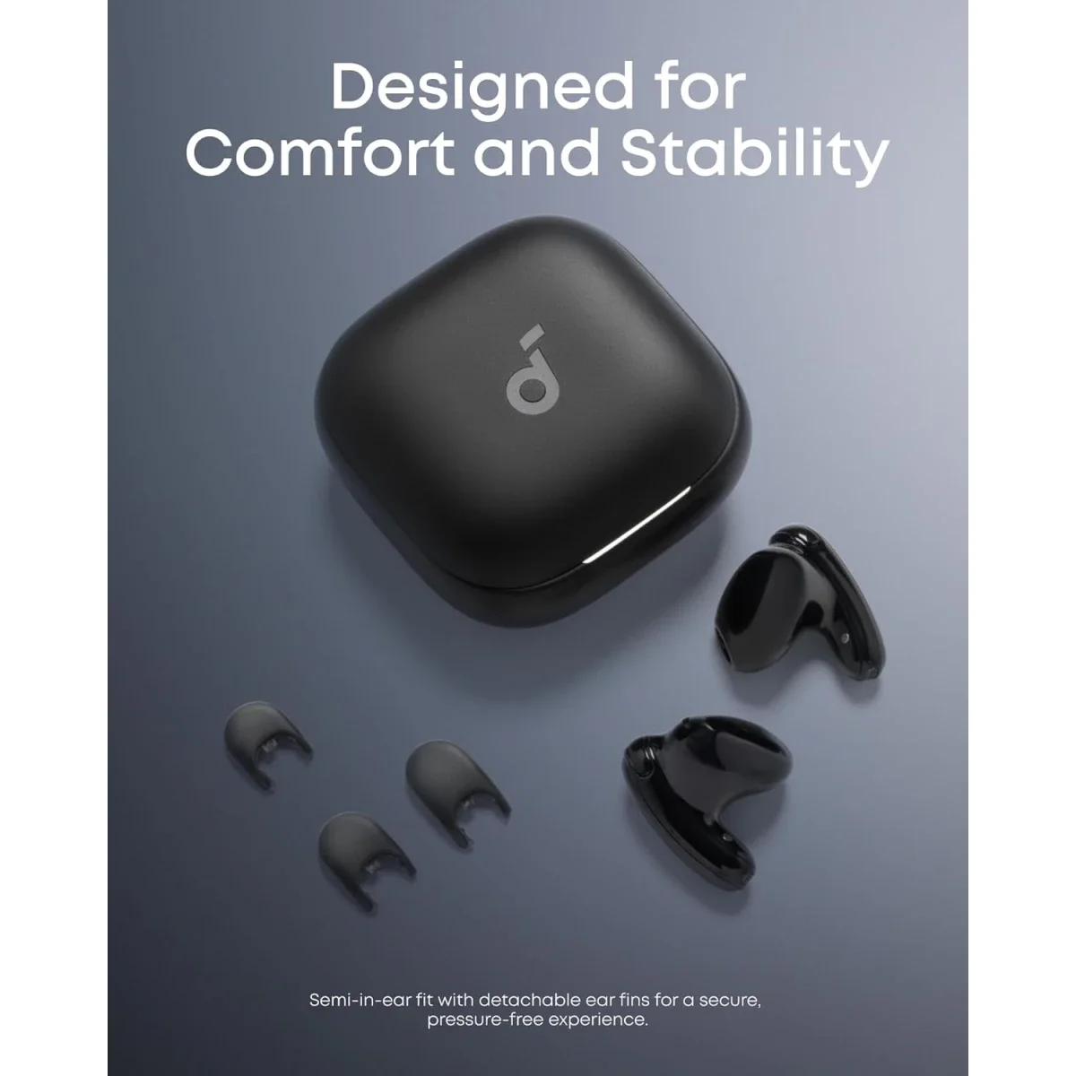 سماعات أذن Anker Soundcore Liberty لاسلكية بتقنية Bluetooth وعزل ضوضاء تكيفي، تشغيل حتى 30 ساعة - أسود - Thumbnail 2