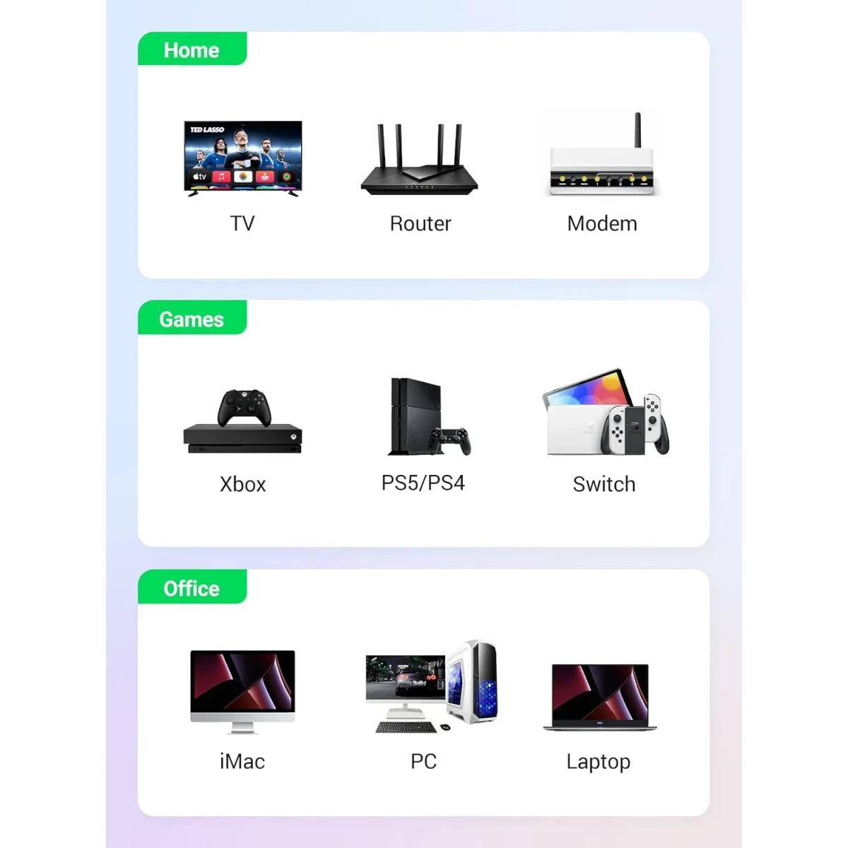 كيبل إيثرنت Ugreen Cat 7 عالي السرعة 6 قدم 2 متر - Thumbnail 6