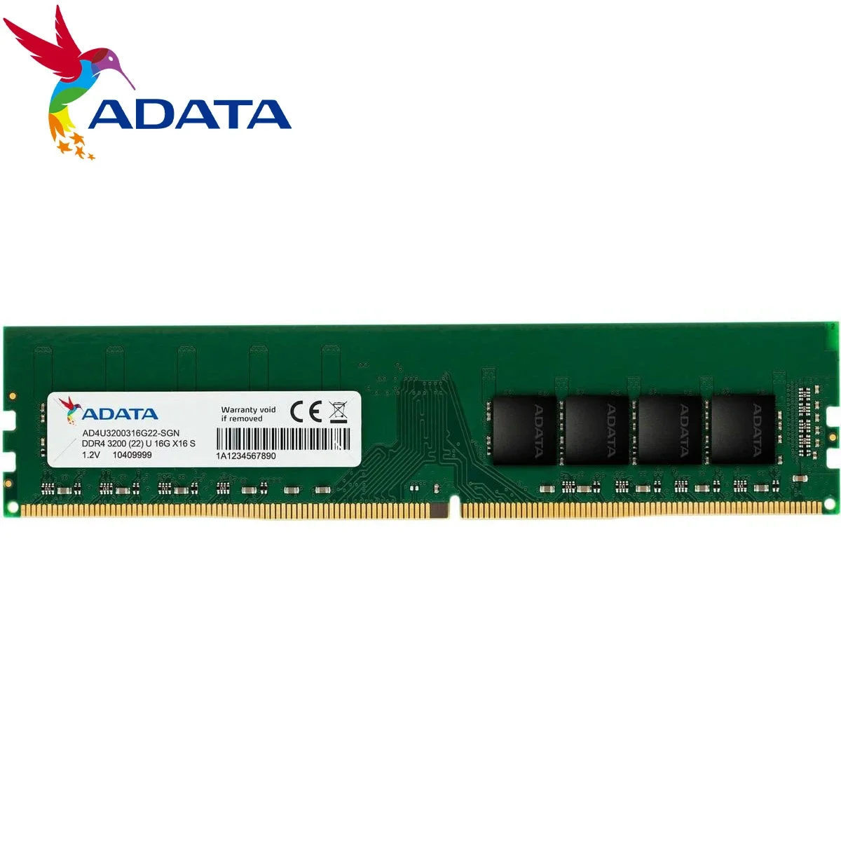 ذاكرة RAM ADATA AD4U320016G22SG بسعة 16GB DDR4 بسرعة 3200MHz U-DIMM للكمبيوتر المكتبي