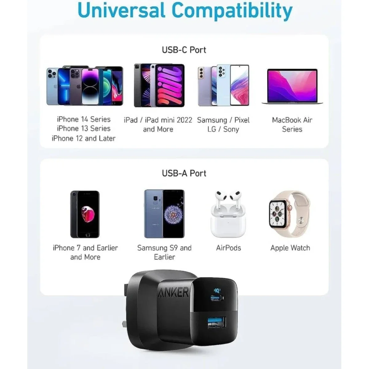 شاحن حائط Anker 323 بقدرة 33 واط مع كابل USB-C إلى USB-C بطول 90 سم - أسود - Thumbnail 5