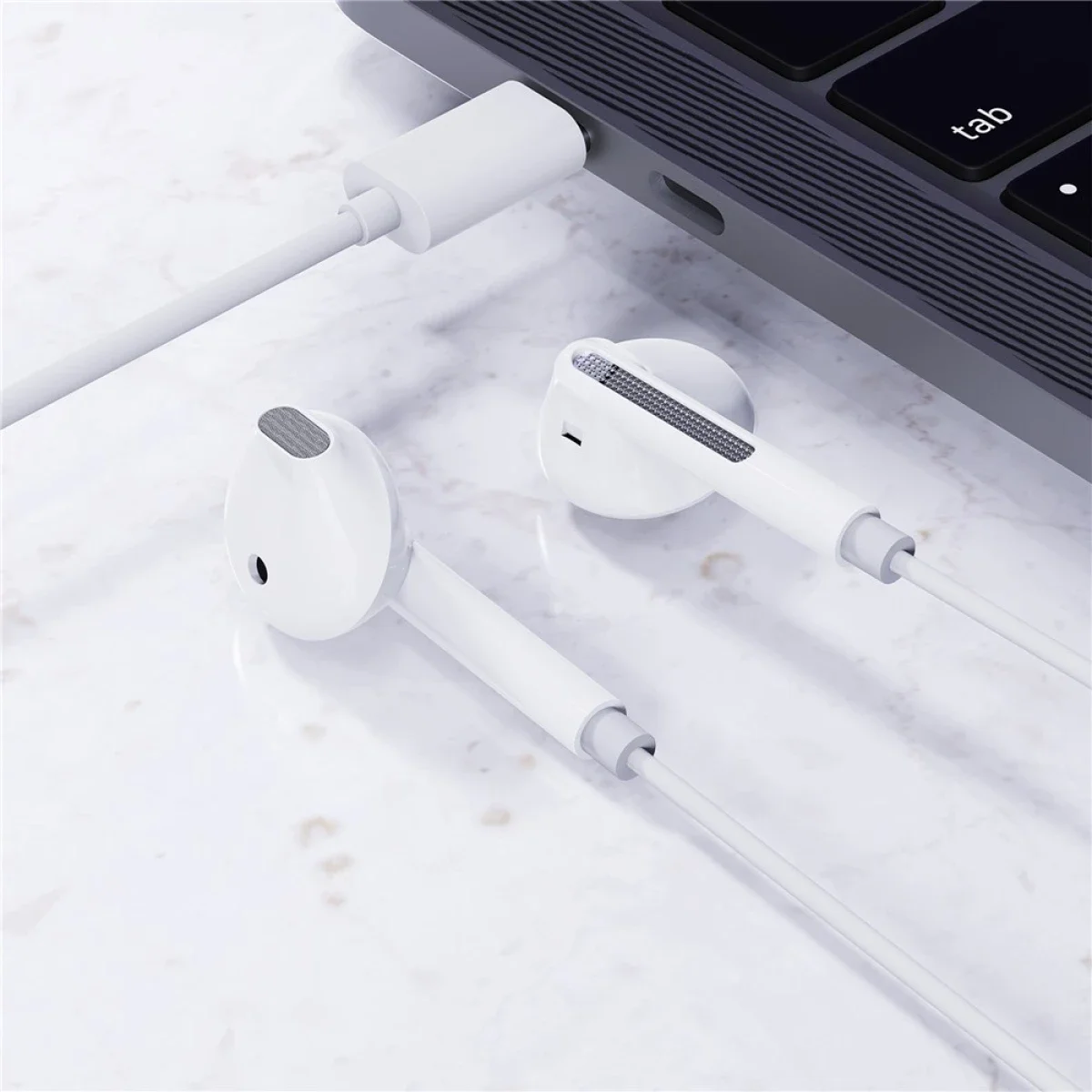 سماعات أذن ACEFAST L13 سلكية شبه داخل الأذن USB-C مع ميكروفون HD وتحكم 3 أزرار - أبيض - Thumbnail 7
