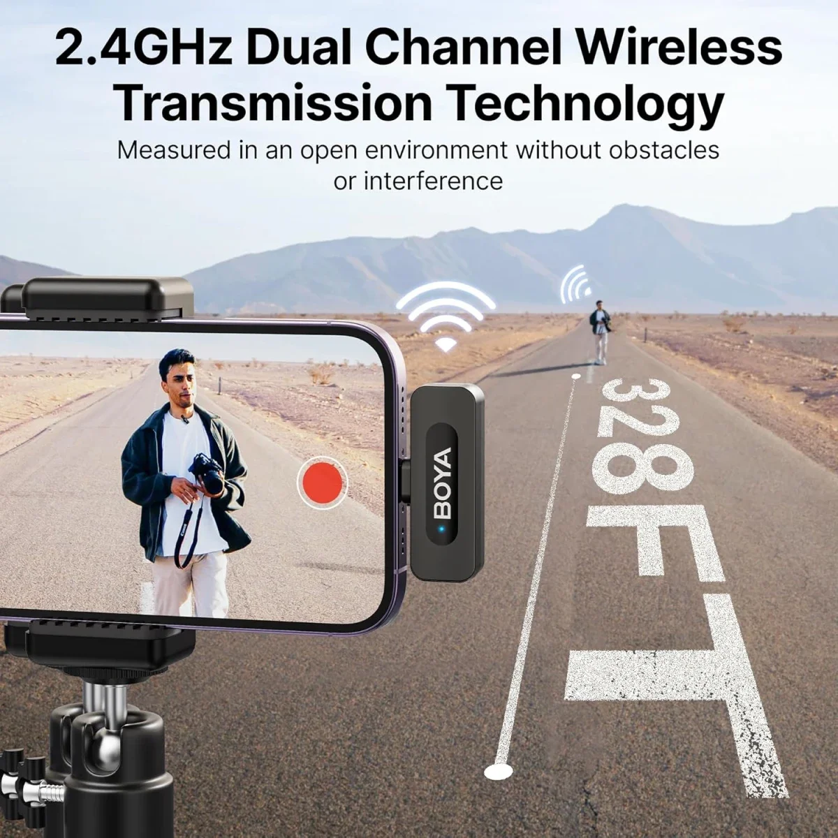 ميكروفون لافالير لاسلكي Boya BY-V3 Combo مع 2TX + 2RX ومدى 100 متر - Image 3