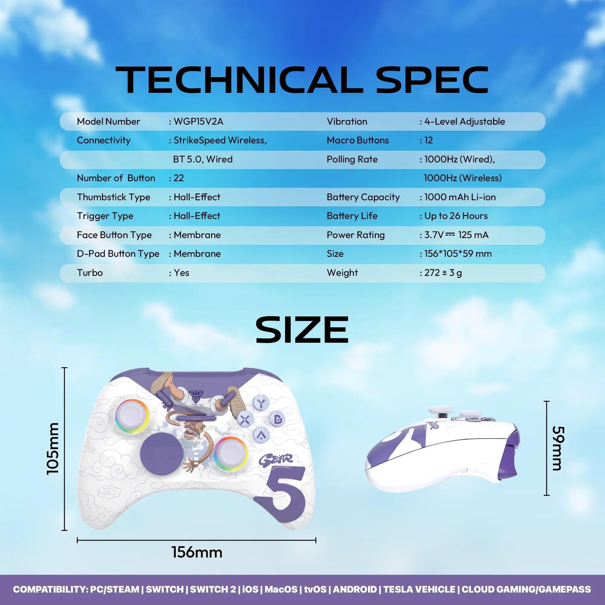 Fantech EOS II PRO WGP15V2A One Piece Gear5 Egghead Edition Wireless Gamepad - Thumbnail 8