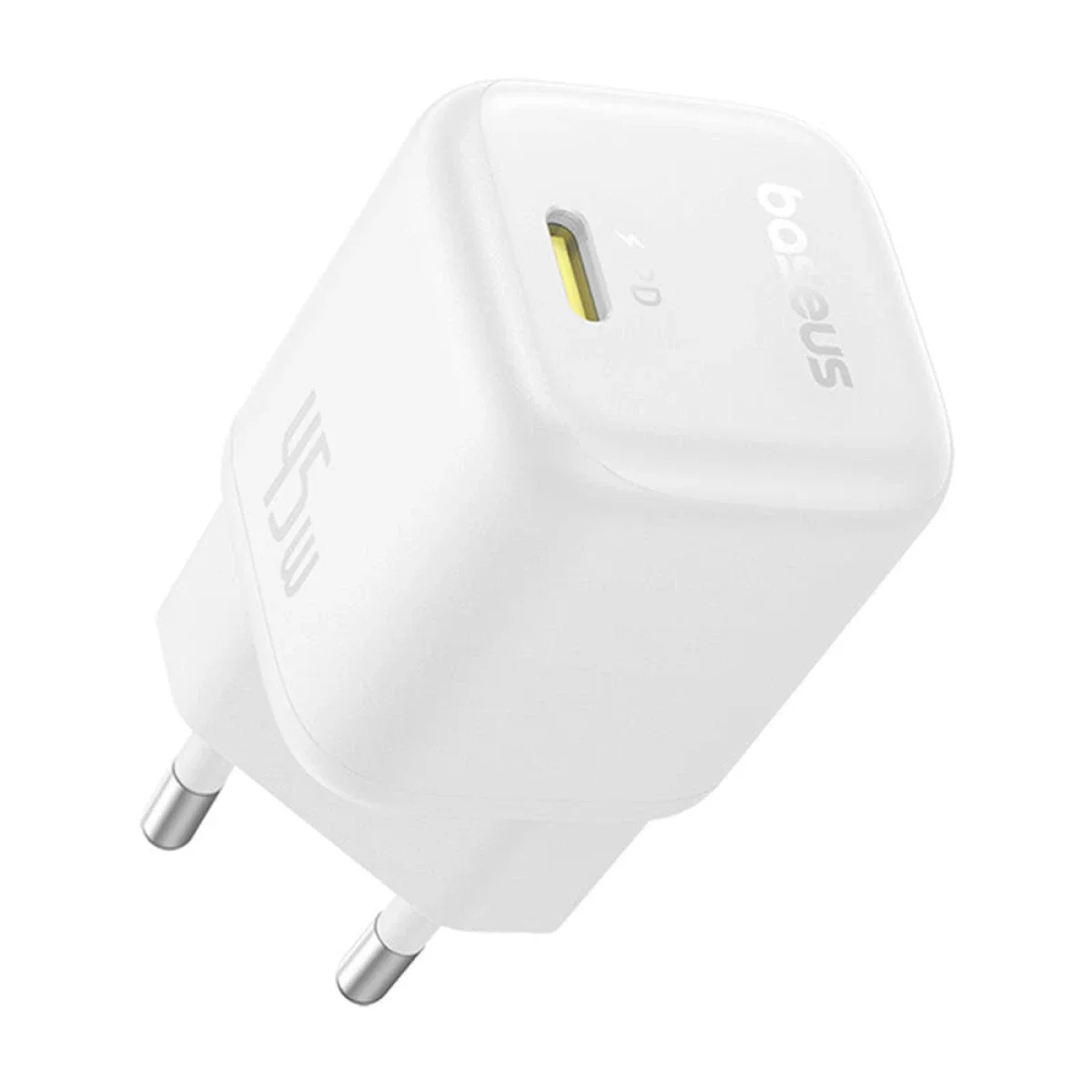 شاحن جداري Baseus PicoGo GaN6 Pro USB-C بقدرة 45 واط، قابس أوروبي - أبيض قمري - Image 2