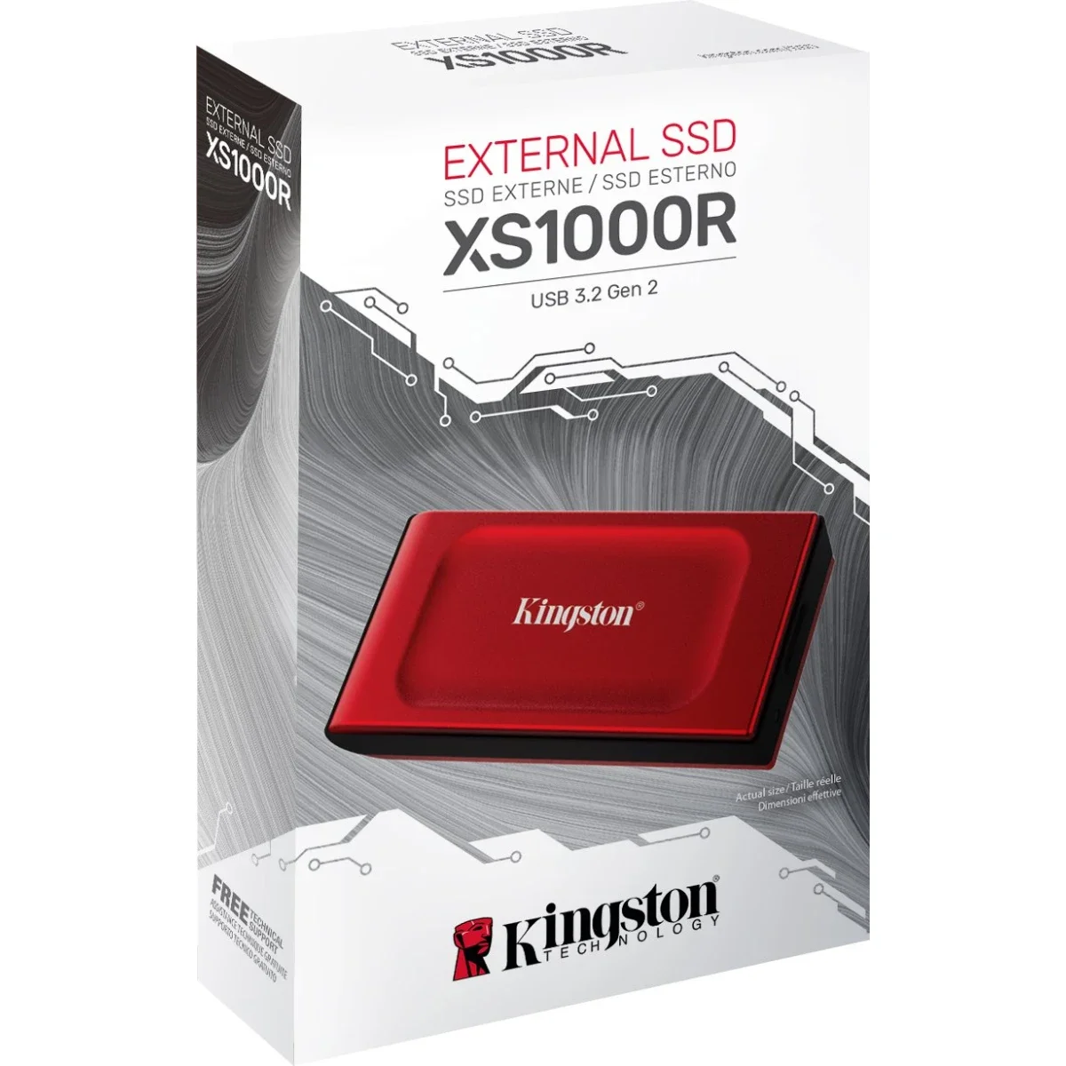Kingston XS1000 1TB External SSD USB-C Red - Image 1