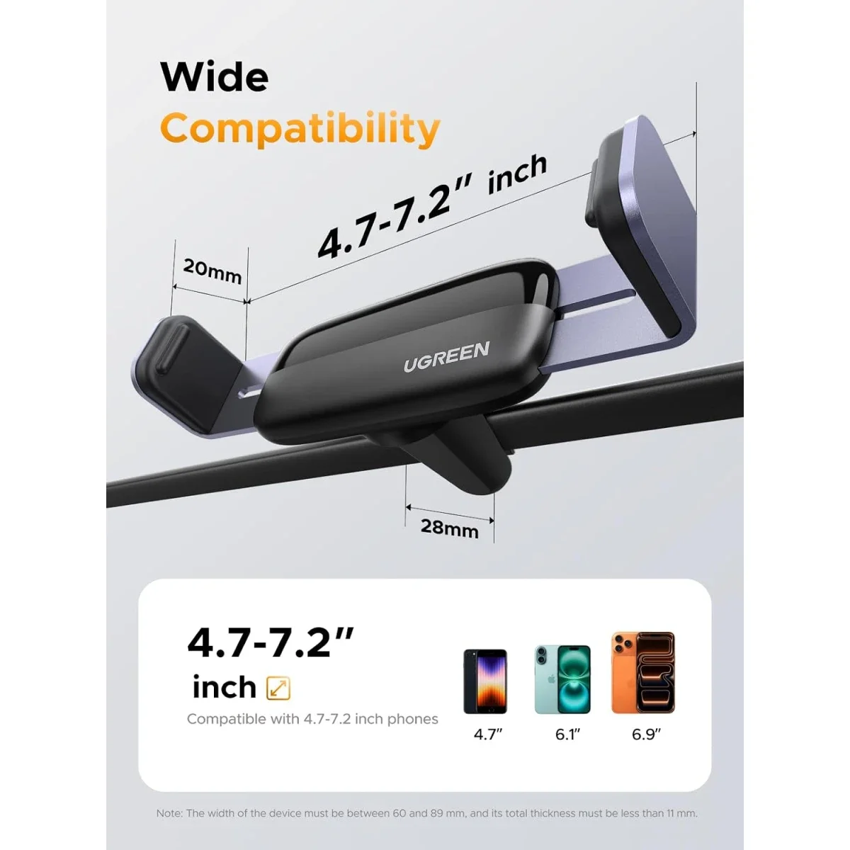 Ugreen 10422 360° Car Air Vent Phone Holder - Black - Image 5