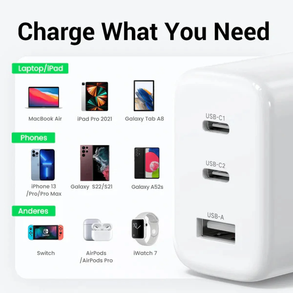 Ugreen 65W USB-C Charger with 3 Ports - Thumbnail 5
