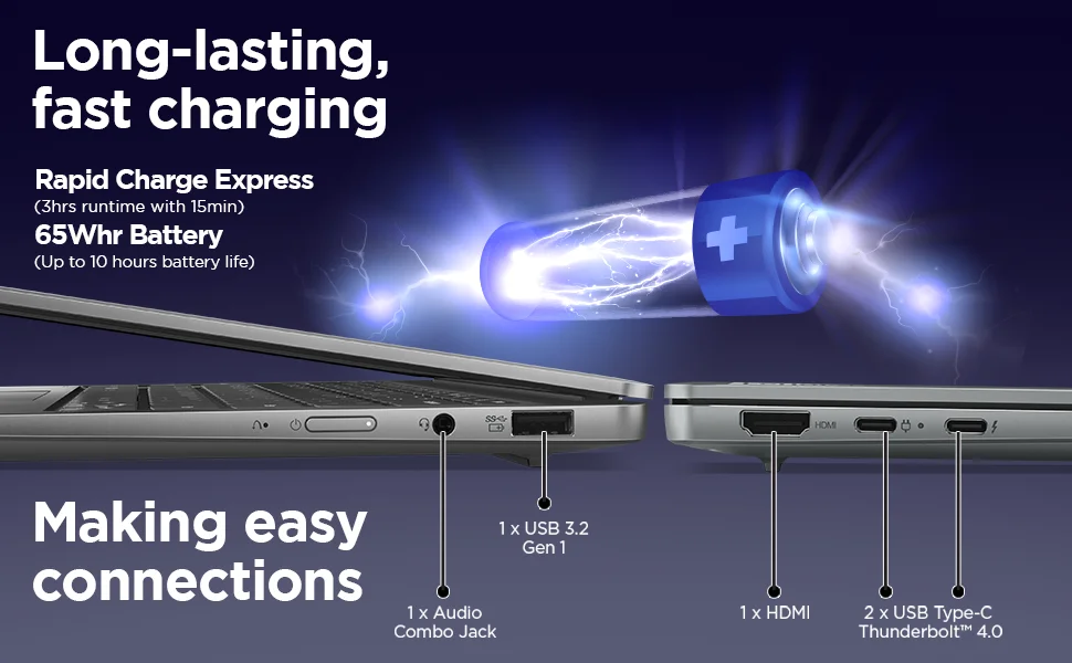 لابتوب Lenovo Yoga Slim 6 2024 بشاشة 14.0 إنش OLED WUXGA ومعالج Intel Core i5-13500H وذاكرة 16GB وSSD سعة 512GB لون Storm Grey - Thumbnail 14