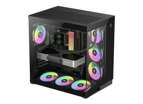 GameMax NEX C56 Black Panoramic ARGB Gaming Case with 7 ARGB Fans - Thumbnail 6
