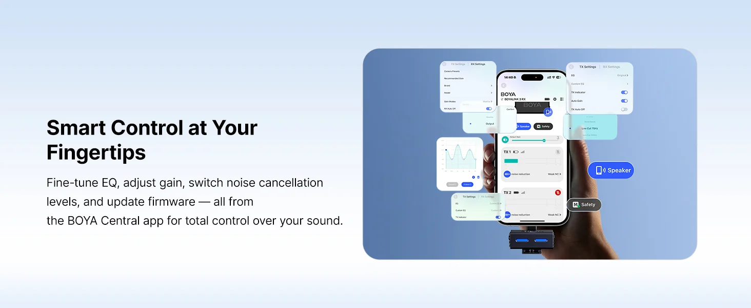 Boya BOYALINK 3-03 Wireless Lavalier Microphone System with AI Noise Cancellation - Thumbnail 20