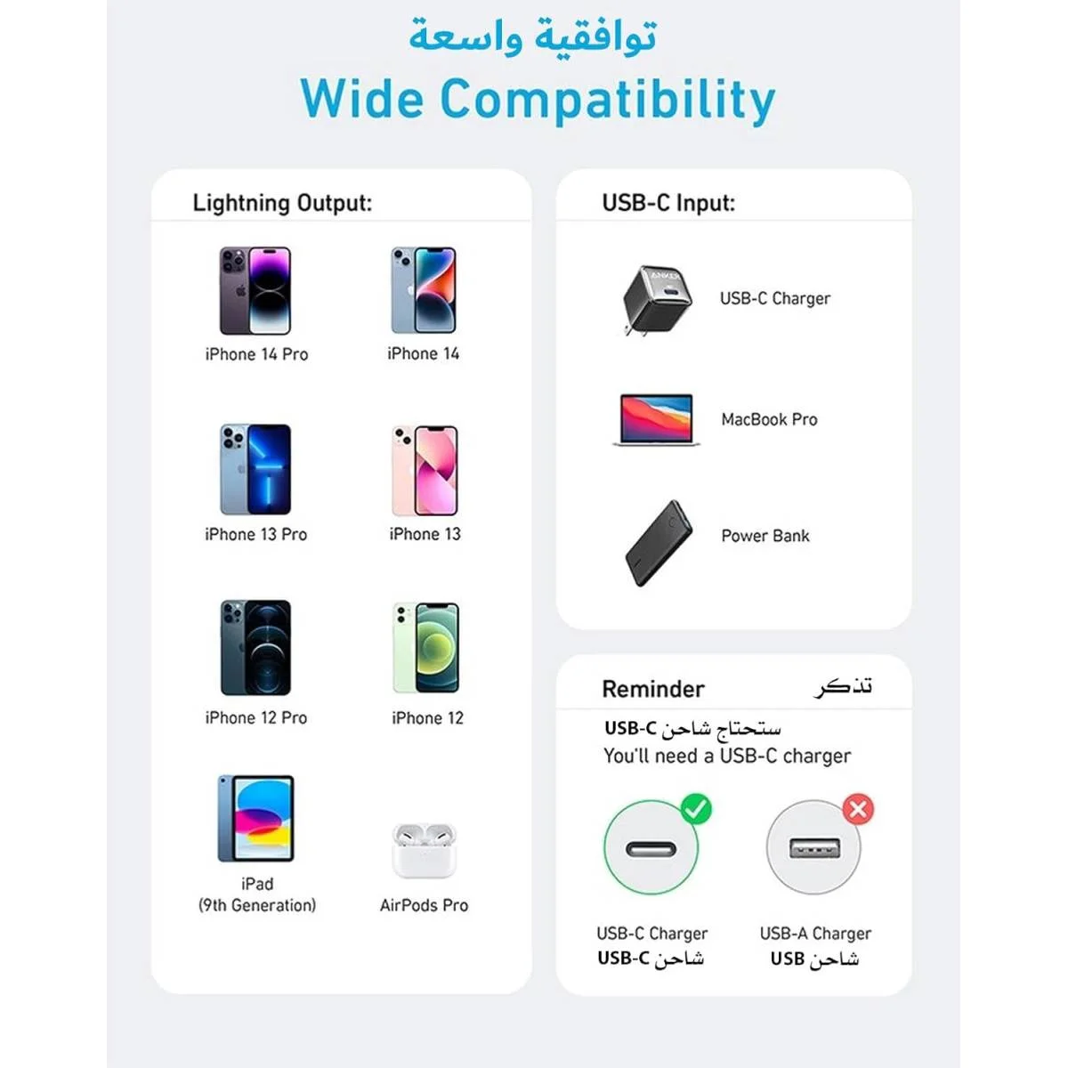 كيبل Anker 322 من USB-C إلى Lightning بطول 6 قدم ومعتمد MFi أسود - Image 5