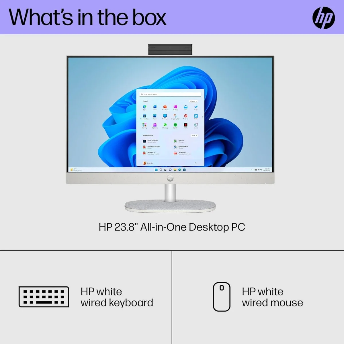 كمبيوتر الكل في واحد HP 27-cr0023ne PC مقاس 27 إنش Full HD IPS بمعالج Intel Core i5-1335U وذاكرة 16GB وتخزين 512GB SSD لون أبيض - Thumbnail 7