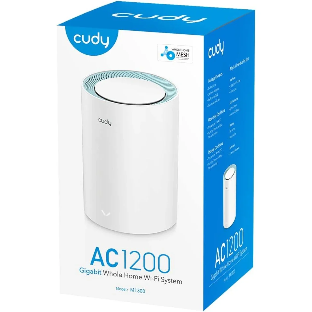 CUDY M1300 AC1200 Dual-Band Mesh WiFi Router & Extender with Gigabit Ports 1-Pack