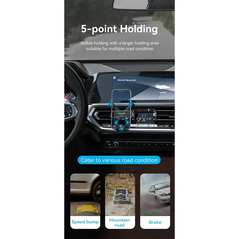 Vention KCEH0 Car Phone Mount with Duckbill Clip - Gray - Image 10