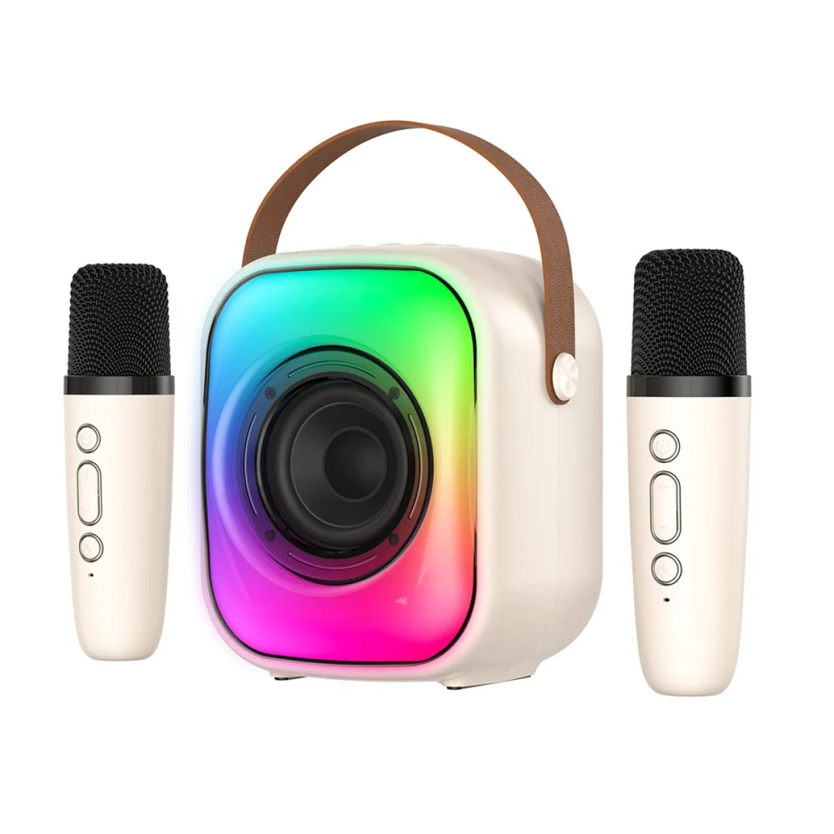 ONIKUMA L7 RGB Bluetooth Karaoke Speaker with 2 Microphones - Beige - Image 3