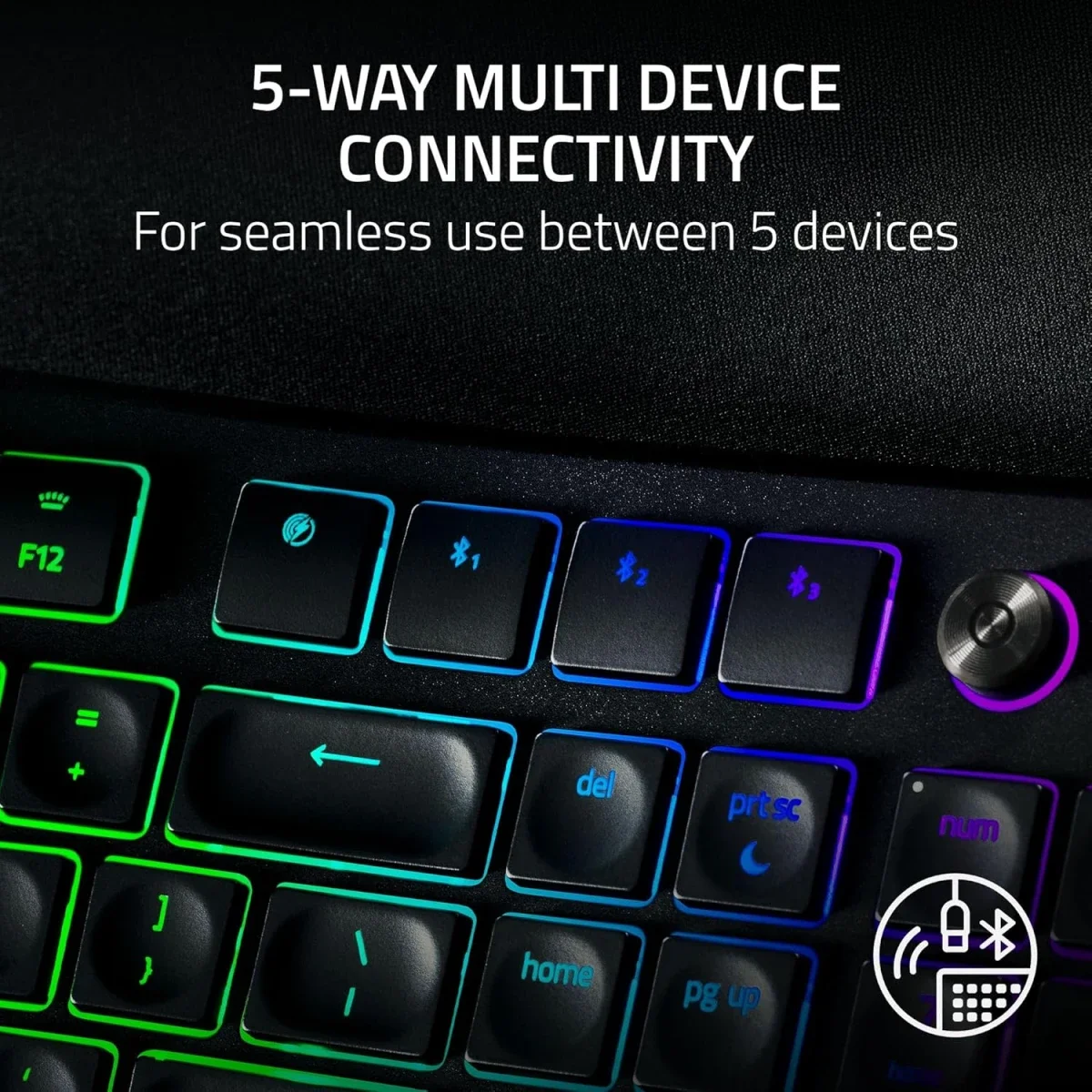 كيبورد Razer Pro Type Ergo لاسلكي مريح بتصميم منفصل وإضاءة RGB - أسود - Thumbnail 6