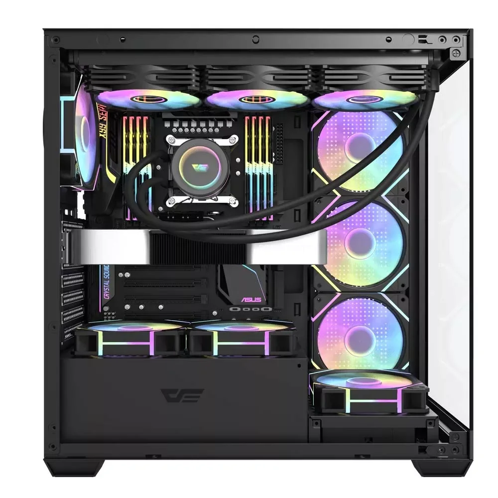 كيس كمبيوتر DarkFlash DS900 ميد تاور ATX بتصميم Air Wood مع 6 مراوح ARGB - أسود - Image 4