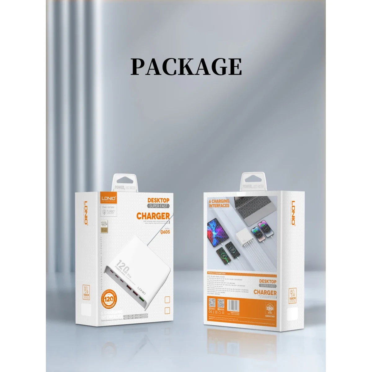 شاحن مكتبي سريع LDNIO Q605 بقدرة 120 واط و6 منافذ USB-C PD - أبيض - Thumbnail 5