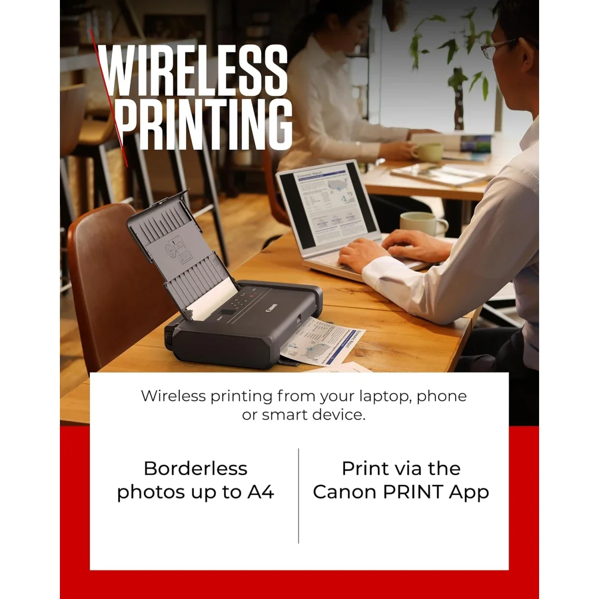 Canon MAXIFY BX110 Portable A4 Colour Inkjet Printer, 330-Page Battery, Borderless Photos, Wireless AirPrint & Mopria - Thumbnail 5