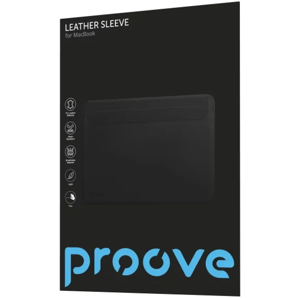 Proove Leather Sleeve for MacBook 13.6/14.2 Inch Eco-Leather Magnetic Closure Black