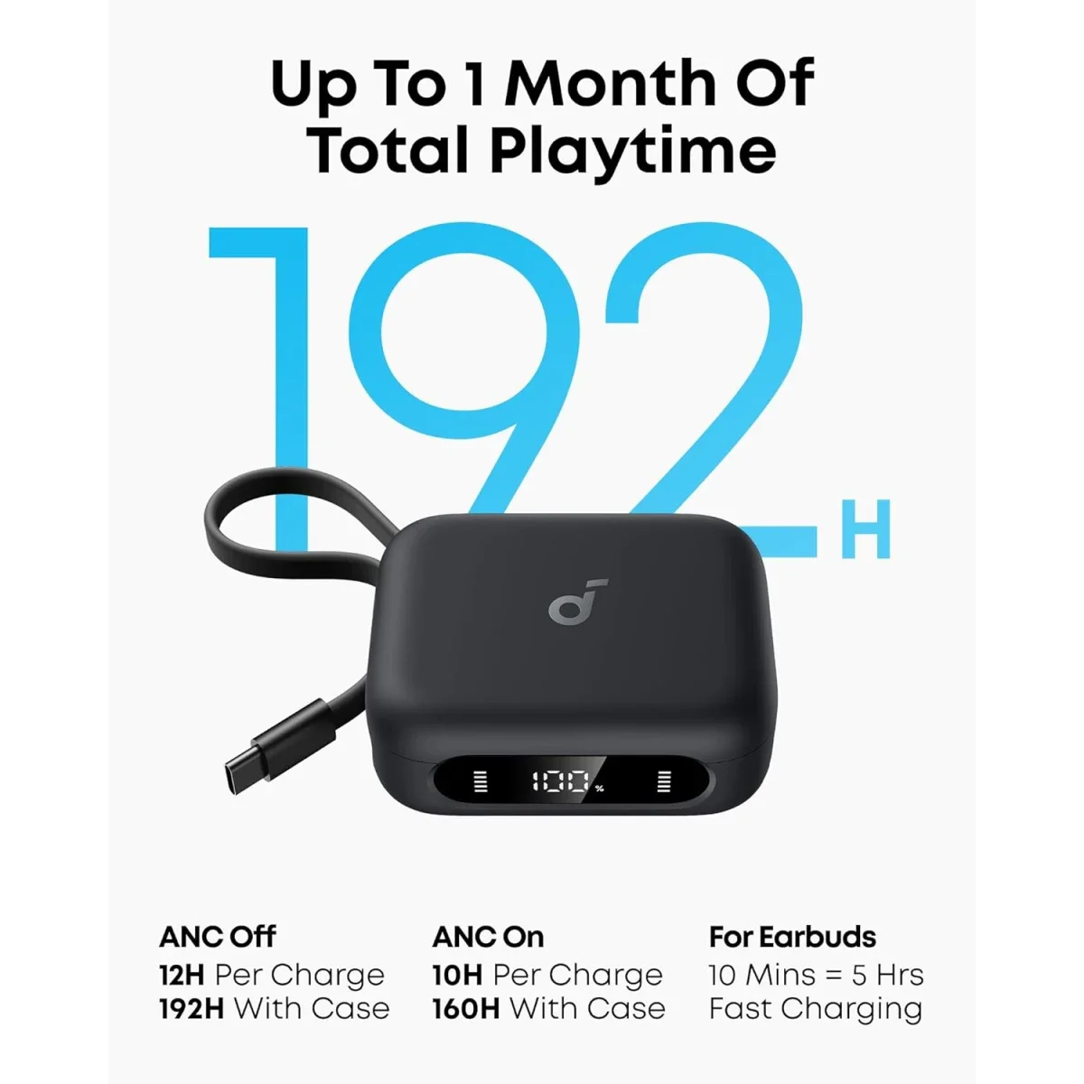 Anker Soundcore P41i Adaptive Noise Cancelling Wireless Earbuds, 12H Playtime, 192H with Case, 6-Mic, IPX5, Black - Thumbnail 3