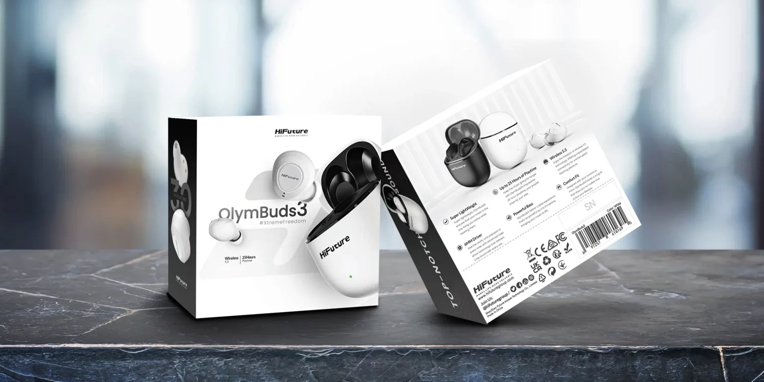 سماعات أذن HiFuture OlymBuds3 لاسلكية، تشغيل حتى 25 ساعة، IPX5، أبيض - Image 16