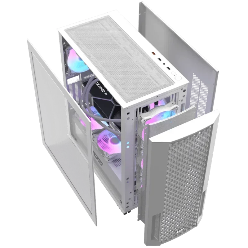 كيس كمبيوتر DarkFlash DF2100 ميد تاور ATX أبيض مع 4 مراوح ARGB مركبة مسبقاً - Thumbnail 8