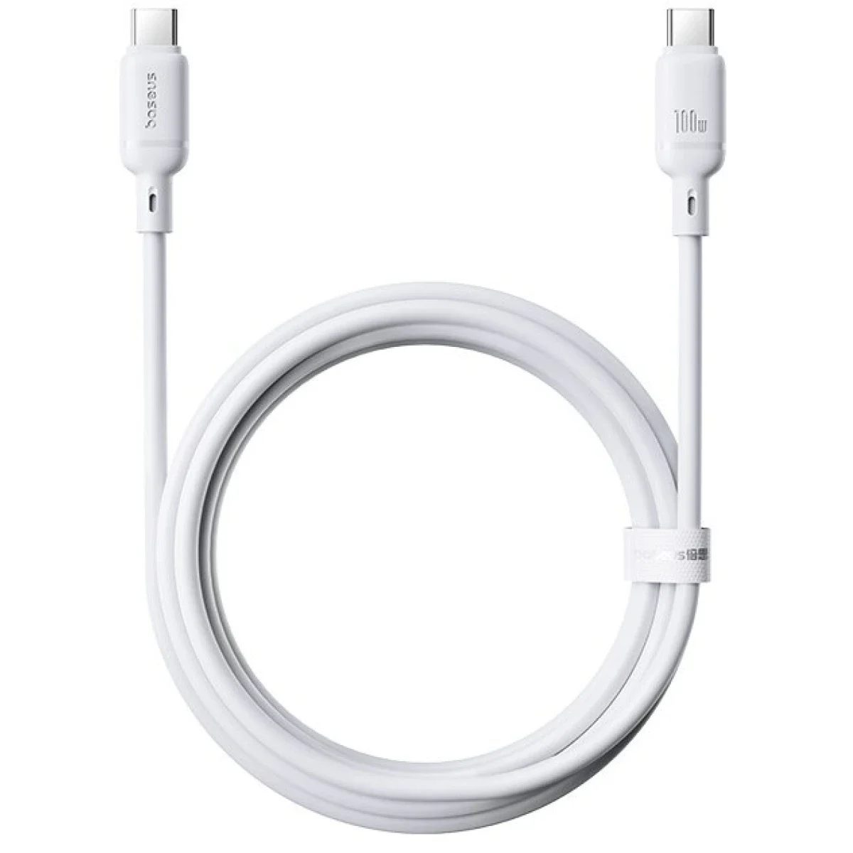 كابل شحن سريع Baseus Silky Series من USB-C إلى USB-C بقدرة 100 واط وطول 1 متر أبيض