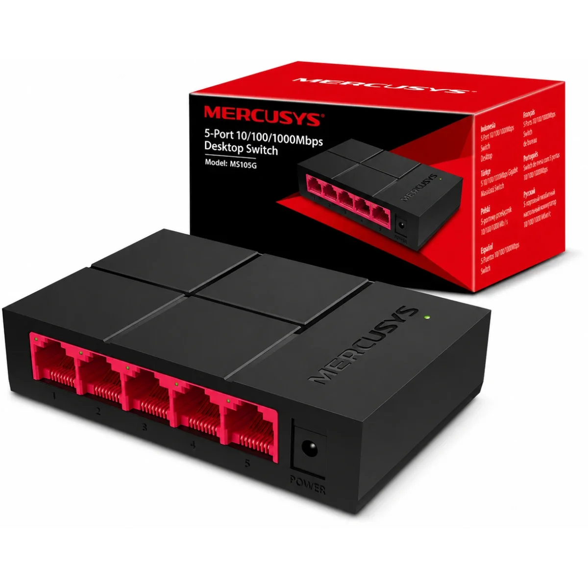 MERCUSYS MS105G 5-Port Gigabit Desktop Switch Plug and Play Black